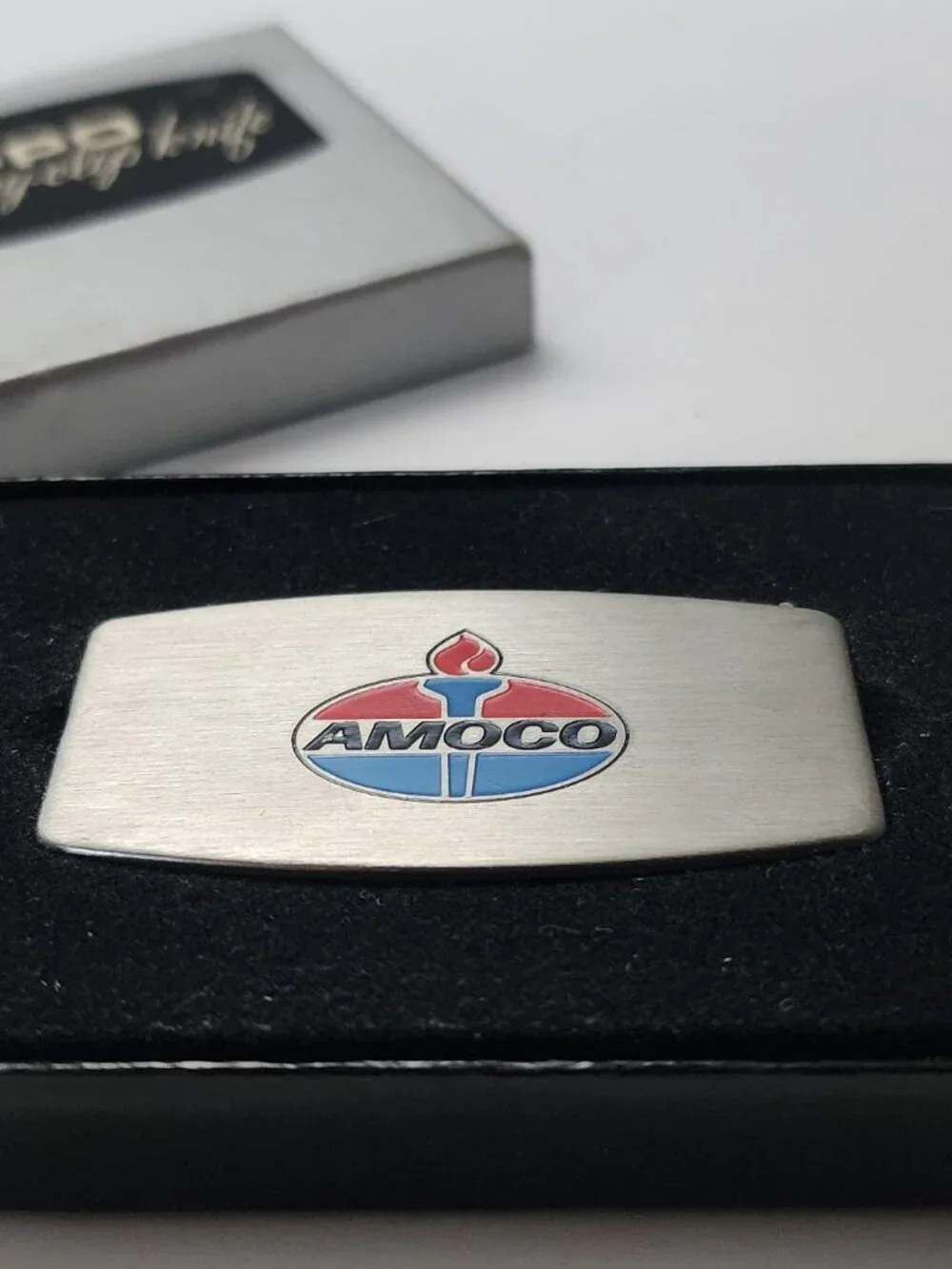 Rare Vintage Amoco Zippo Money Clip Knife